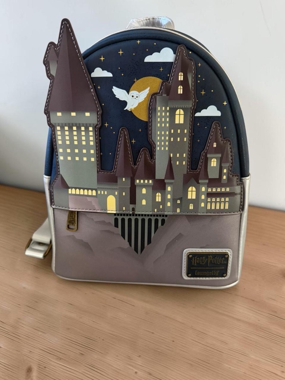 Loungefly Hogwarts Castle Mini Backpack in Navy and Silver